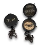 Personalized Brass Black Pocket Compass Chain with Leather case Brass Nautical Birthday Gift for Your lovedones - Image 3