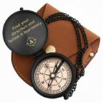 Personalized Brass Black Pocket Compass Chain with Leather case Brass Nautical Birthday Gift for Your lovedones - Image 4