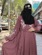 Brown Abaya Embroidery Work Burqa For Women Elegant Modest Wear Islamic Naqab - Image 3