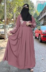 Brown Abaya Embroidery Work Burqa For Women Elegant Modest Wear Islamic Naqab - Image 4