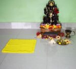 Woolen Puja Aasan Mat for Prayers - Handmade Decorative Pooja Mat 21 x 22 inch (Mint Yellow) - Image 3
