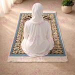 FAF Turkish Premium Velvet Janamaz Prayer Mat | Soft Thick Mussalla Namaz Mat for Muslims | Anti-Slip Base & Elegant Turkish Design | Comfortable Muslim Prayer Mat for Salah & Namaz (Blue) - Image 4