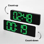 Digital Wall Clock, 16 Digital Clock Large Display, Dual Alarms, Automatic Brightness Dimmer- Easy Track The Time, Date, Day of Week and Temperature, with Remote Control, Plastic, Green - Image 6