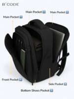 B’CODE TravelMate 40L Laptop Backpack | Men & Women Travel Bag | Convertible Carry-On Luggage | Expandable Design | Shoe Compartment | Multiple Organizers | Water-Resistant Fabric - Image 5