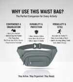 India Moves Water-Resistant Waist Bag for Men & Women | 4-Pocket Travel Sling Pouch - Image 5