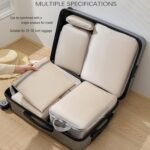 House of Quirk Compression Packing Cubes for Travel, 5 Set Packing Cubes Organizer Compressible Travel Essentials Packing Organizers Cloth Storage Bag (Beige) - Image 5