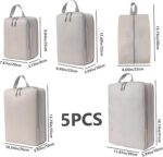 House of Quirk Compression Packing Cubes for Travel, 5 Set Packing Cubes Organizer Compressible Travel Essentials Packing Organizers Cloth Storage Bag (Beige) - Image 6