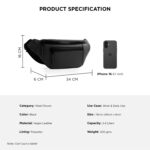 COUNSELOR Waist Bag for Men & Women, Vegan Leather Fanny Pack with Adjustable Strap, Crossbody Belt Bag for Travel, Daily Commute, Outdoor Use, Lightweight Sling Bag with Zipper, Blaze (Black) - Image 3