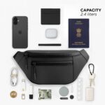 COUNSELOR Waist Bag for Men & Women, Vegan Leather Fanny Pack with Adjustable Strap, Crossbody Belt Bag for Travel, Daily Commute, Outdoor Use, Lightweight Sling Bag with Zipper, Blaze (Black) - Image 4