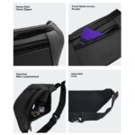 COUNSELOR Waist Bag for Men & Women, Vegan Leather Fanny Pack with Adjustable Strap, Crossbody Belt Bag for Travel, Daily Commute, Outdoor Use, Lightweight Sling Bag with Zipper, Blaze (Black) - Image 6