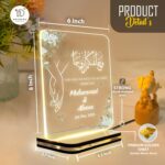 Acrylic Personalized Nikah LED Light Lamp for Muslim Couple | Custom Islamic Gift with Arabic Calligraphy | Quran 78:8 | Wedding Gift, Walima, or Anniversary Decor (8x6 Inch) (D-011) - Image 4