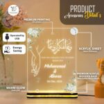 Acrylic Personalized Nikah LED Light Lamp for Muslim Couple | Custom Islamic Gift with Arabic Calligraphy | Quran 78:8 | Wedding Gift, Walima, or Anniversary Decor (8x6 Inch) (D-011) - Image 6