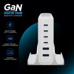 URBN 200W GaN Power Hub | 6-Port Desktop Charger (4 USB-C + 2 USB-A) | QC, PD & PPS Compatible | Super Fast Charging 2.0 | 12-Layer Protection | 1.5M Power Cord for Laptop, iPhone, Samsung, MacBook - Image 3