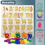 WISHKEY 3D Wooden Capital Alphabet & Number Board Puzzles with Pictures,Set of 2 Montessori Educational Learning Letters Toy for Pre Schooler Kids Boys & Girls(Pack of 2, Multicolor) - Image 4