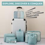 Polyester 8 Pcs Packing Cubes for Travel, Travel Organizer Pouches for Luggage, Suitcase with Cosmetics, Toiletry, Underwear and Shoe Bag, Packing Bags for Travel (Set of 8) - Sky Blue - Image 3