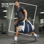 Wazdorf Nylon Travel Duffel Bag for Men & Women, Lightweight Waterproof Weekender with Shoe Compartment, Wet Dry Pocket, Luggage Strap, Phone Holder, Gym Bag for Men, Fitness, Yoga (Dark Blue) - Image 3