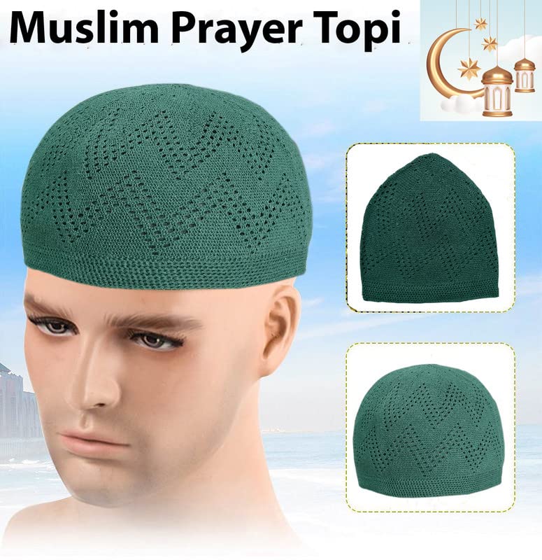 FAF Men’s Cotton Skull Cap (Pack of 4) | Skull/Turkish/Sufi for Namaz | Islamic Topi for Men | Muslim Prayer Cap | Soft Breathable topi for Salah & Everday Wear (Color - Forest Green) - Image 4
