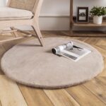 Faux Sheepskin Fur Area Cute Aesthetic Round Fur Throw Rug Floor Mat Circular Carpet for Boys, Girls Bedroom, Living Room, Home Office, Prayer, Dorms, Soft Circle Nursery (Beige Rabbit) - Image 3