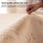 Faux Sheepskin Fur Area Cute Aesthetic Round Fur Throw Rug Floor Mat Circular Carpet for Boys, Girls Bedroom, Living Room, Home Office, Prayer, Dorms, Soft Circle Nursery (Beige Rabbit) - Image 4