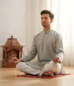 Prayer Mat | Velvet Aasan | Meditation Carpet | Pooja Aasan | Traditional Prayer Mat | Medium Size | Red Color - Image 4