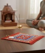 Prayer Mat | Velvet Aasan | Meditation Carpet | Pooja Aasan | Traditional Prayer Mat | Medium Size | Red Color - Image 5
