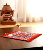 Prayer Mat | Velvet Aasan | Meditation Carpet | Pooja Aasan | Traditional Prayer Mat | Medium Size | Red Color - Image 8
