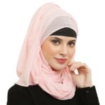 Evelia Women's Georgette Pink Hijab Scarf - Image 4