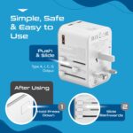 Ceptics TravelAdapter 4 in 1 65W Universal Travel Adapter with Type C - India to International Travel Adapter Plug Socket, 1 x USB, 2 x USB-C (3.1A) Fast Charging, 10 Years Warranty - White - Image 5