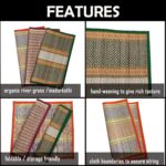 18 X 18 Inch Hand Made Kusha Grass Rectangular Aasan for Pooja (Multicolour) -Pack of 3(Madurkathi River Grass Sedge/Korai) - Image 3
