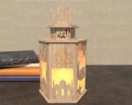 Wooden Ramadan Lantern LED Light Lamps Islamic Design Tealight Candle Holder for Home Decoration, 14x12x21.5 cm - Image 3