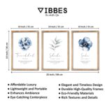 VIBBES Islamic Wall Art Set of 3, Sabr Shukr Tawakkul, Modern Islamic Minimal Home Decor, Wooden Frame Prints with Blue Flowers (Medium - 14x10 Inch) - Image 4