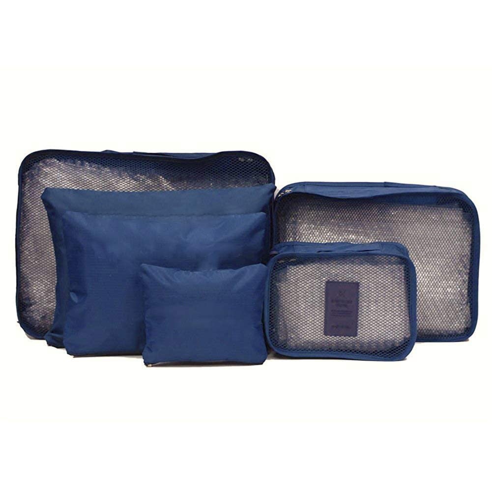 6 Pcs Cloth Organizer Pouch Zipper Bags Travel Luggage Packing Bag Traveling Multipurpose Clothes Undergarments Portable Case Cosmetics Make-Up Bag(Multicolor, Fabric) - Multicolor - Image 4