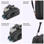 Harissons Jake 31L Water Resistant Duffel Gym Bag for Men & Women | Convertible Travel & Sports Backpack with Shoe Compartment & Easy Front Pocket Access (Black & Grey) - Image 6