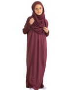 Prien Kids Prayer Dress Muslim Clothes for Girls Long Sleeve Abaya with Hijab Two Piece Maxi Islamic Set Scarf Kaftan Jilbab - Image 3