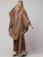 NAZNEEN Women's Solid Plain Two-Piece Khimar and Skirt Set|Ready to Wear Instant Hijab cum Naqab for Daily Islamic | Muslim Outfit |Ethnic Fusion Wear for Women complimentary - Image 4