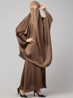 NAZNEEN Women's Solid Plain Two-Piece Khimar and Skirt Set|Ready to Wear Instant Hijab cum Naqab for Daily Islamic | Muslim Outfit |Ethnic Fusion Wear for Women complimentary - Image 5