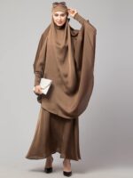 NAZNEEN Women's Solid Plain Two-Piece Khimar and Skirt Set|Ready to Wear Instant Hijab cum Naqab for Daily Islamic | Muslim Outfit |Ethnic Fusion Wear for Women complimentary - Image 6