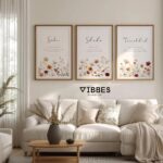 VIBBES Sabr Shukr Tawakkul Islamic Wall Art, Floral Design, Set of 3 Framed Prints (Medium - 14x10 Inches, Black) - Image 4