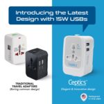 Ceptics Universal Charger Adapter, 3 in 1 Universal Travel Adapter All in One, Universal Travel Accessories 2 USB 2.4A, 100-250 Voltage Travel Charger, International Travel Adapter, White - Image 4