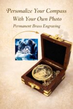 M.A & SONS Personalized Brass Compass | Custom Image & Message Engraved | Vintage 2-Inch Compass with Chain & Anchor Box | Gift for Men, Women, Couples - Image 3