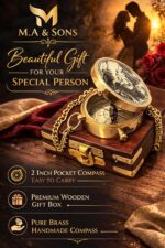 M.A & SONS Personalized Brass Compass | Custom Image & Message Engraved | Vintage 2-Inch Compass with Chain & Anchor Box | Gift for Men, Women, Couples - Image 4