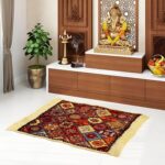 Kuber Industries Velvet (Pack of 2) Prayer Mat | 24x24 Inch Pooja Aasan for Sitting | Small | Meditation Carpet | Aasan Mat for Pooja, Mandir | Rangoli Square-Multicolor - Image 3