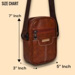 Pramadda Pure Luxury Elegant Milan SMALL Leather Sling Bag for Men Women | Classic Chest Slinger | Mobile Pocket Sling Bags for passport documents essential items| corporate gifts items. - Image 4