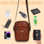 Pramadda Pure Luxury Elegant Milan SMALL Leather Sling Bag for Men Women | Classic Chest Slinger | Mobile Pocket Sling Bags for passport documents essential items| corporate gifts items. - Image 5