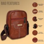 Pramadda Pure Luxury Elegant Milan SMALL Leather Sling Bag for Men Women | Classic Chest Slinger | Mobile Pocket Sling Bags for passport documents essential items| corporate gifts items. - Image 6