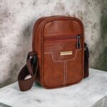 Pramadda Pure Luxury Elegant Milan SMALL Leather Sling Bag for Men Women | Classic Chest Slinger | Mobile Pocket Sling Bags for passport documents essential items| corporate gifts items. - Image 7