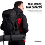 Boldfit Rucksack Bag 60 Litres Trekking Bag Travel Backpack For Men & Women Rucksack Bags For Men With Laptop Sleeve & Waterproof Rain Cover For Camping Tourist Bag With Shoe Compartment 60ltr (Black) - Image 4
