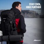 Boldfit Rucksack Bag 60 Litres Trekking Bag Travel Backpack For Men & Women Rucksack Bags For Men With Laptop Sleeve & Waterproof Rain Cover For Camping Tourist Bag With Shoe Compartment 60ltr (Black) - Image 6