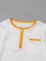 IDOPIP Muslim Baby Boys Prayer Clothes Kaftan Thobe Arabic Islamic Abaya Dubai Robe with Head Scarf + Rope Ramadan Eid Outfit - Image 4