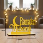 Ramadan Mubarak 3D Wooden Showpiece Table Decor, Islamic Festival Ornament, Eid Al-Fitr Holiday Decoration Items for Home, living room - Eid mubarak decoration items (RKM-37) - Image 3